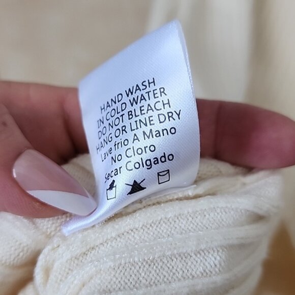 New Bohme Cream Ribbed Knit Dress Size Medium - Picture 9 of 10